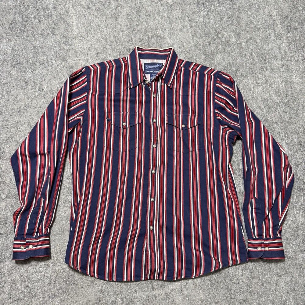 Vtg Wrangler Brushpopper Shirt Boys Youth XXL 18 20 Striped Western Mens Large